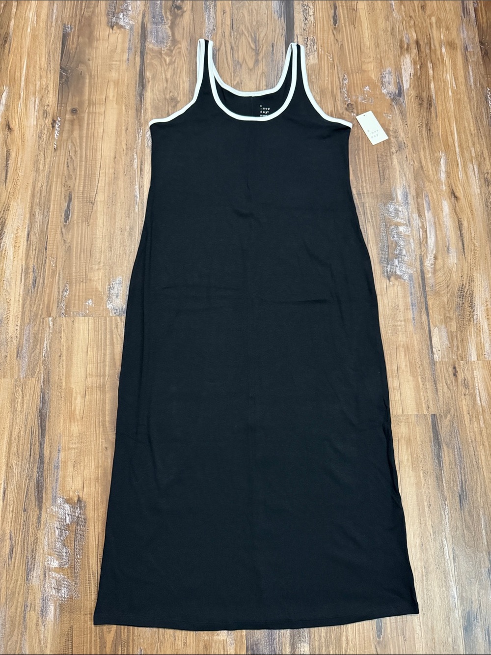 Black Tank Maxi Dress with White Trim